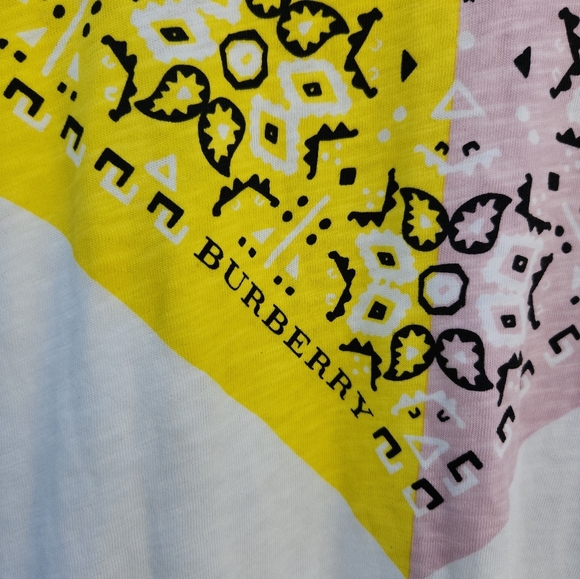 BURBERRY Yellow Pink Bandana Tee - Picture 5 of 9